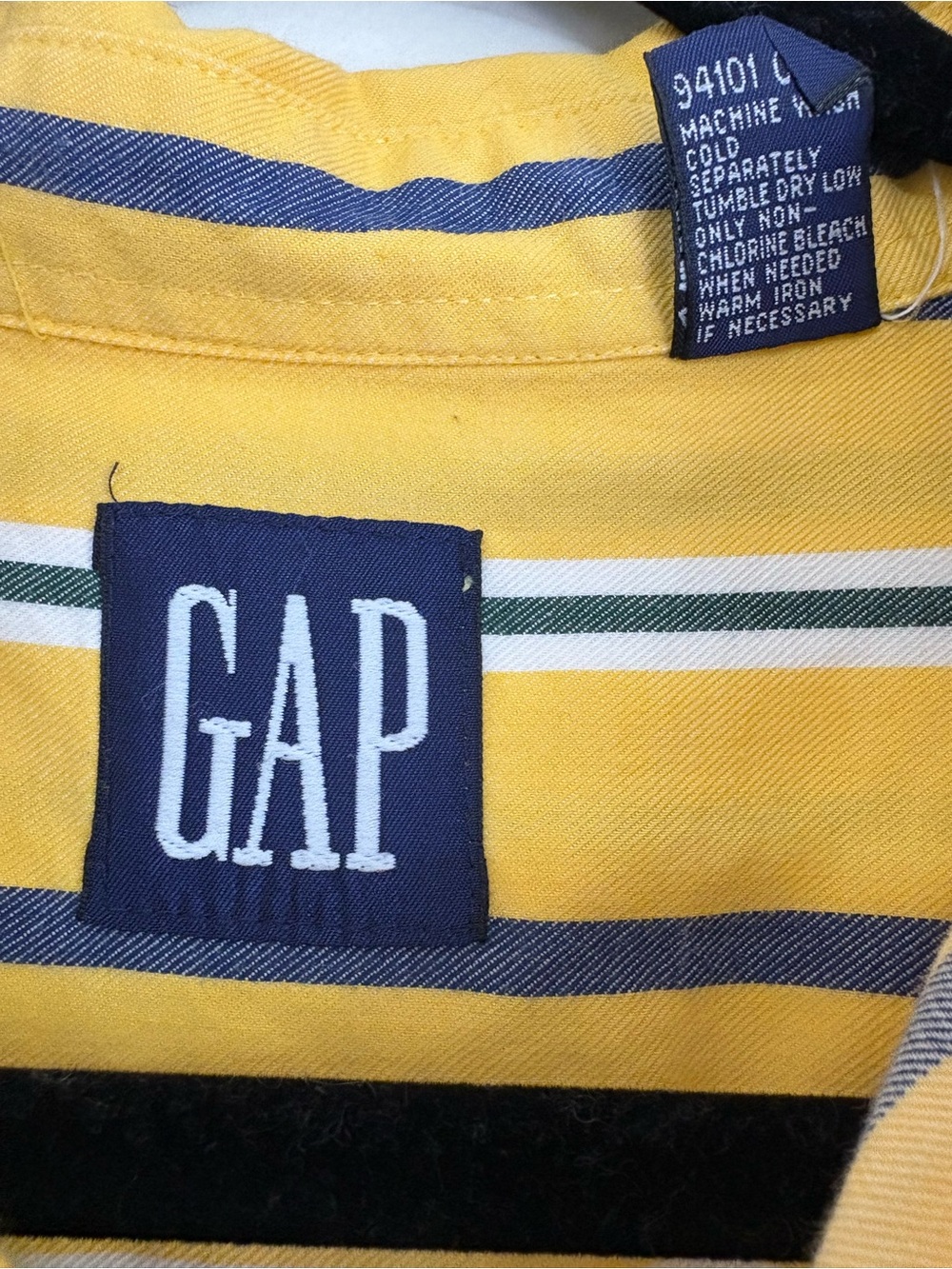 Vintage 90s GAP Yellow Striped Long-Sleeve Button-Down Shirt Y2K Sz XL - Picture 2 of 7